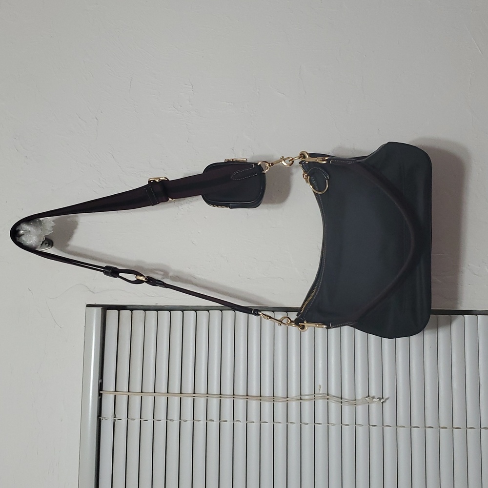 Coach Ellis Black Nylon & Leather Shoulder Crossbody Bag - Picture 3 of 10